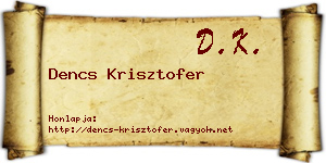 Dencs Krisztofer névjegykártya